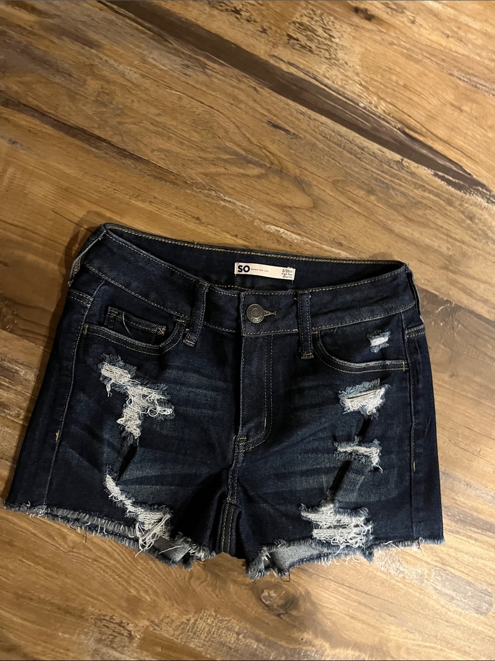 SO Dark Indigo Ripped Denim Shorts
